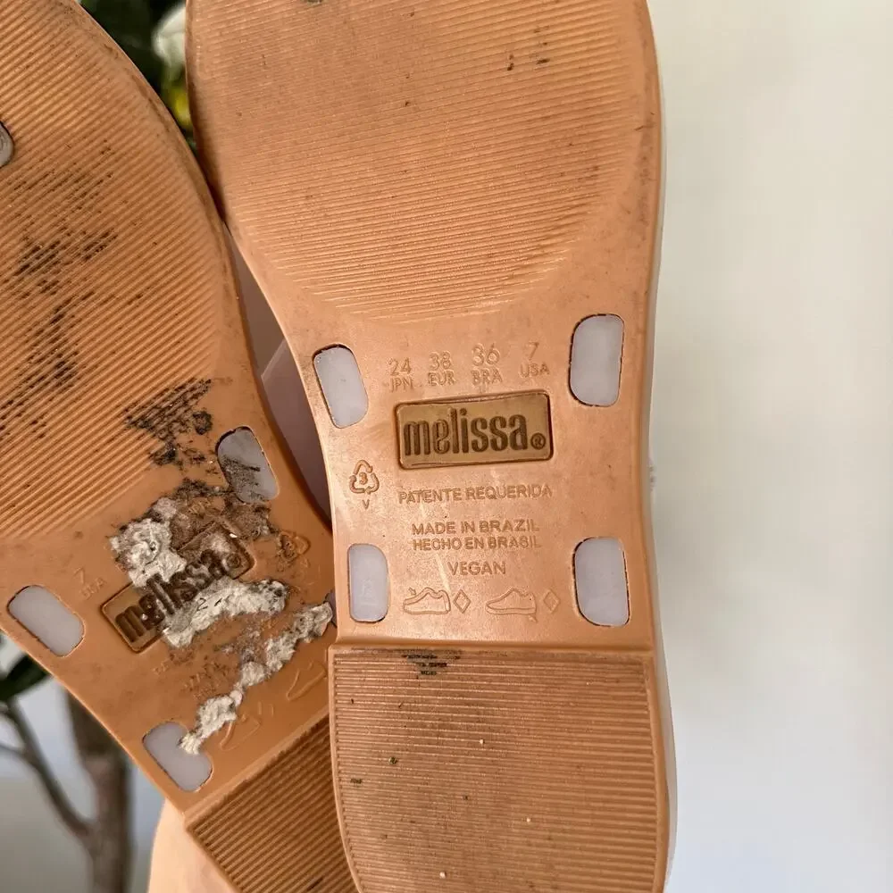 Melissa Essential Chic T-Strap Flip Flop Sandals Beige 7
